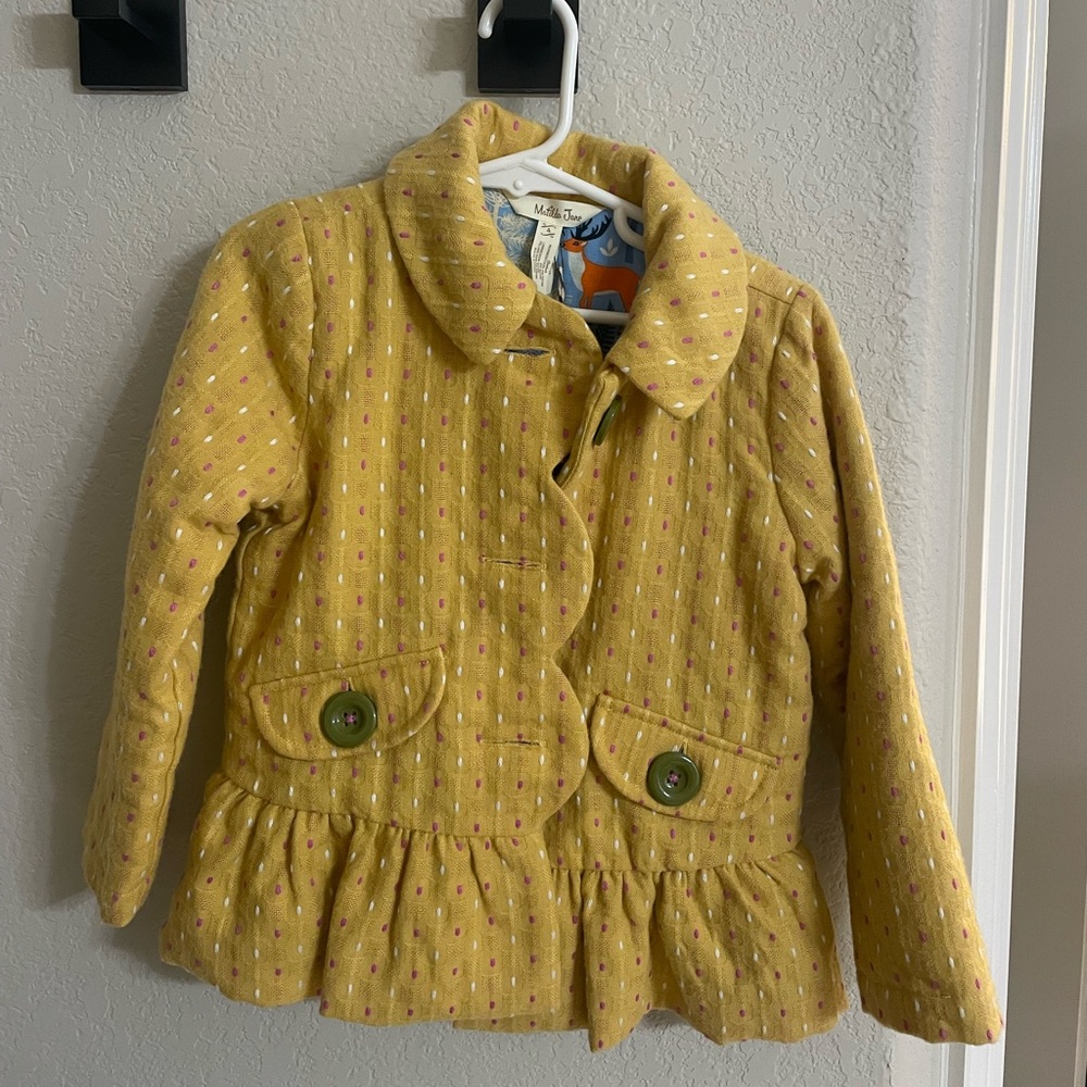 Matilda Jane Easy Going Blazer - Yellow Kids Blazer with Green Buttons